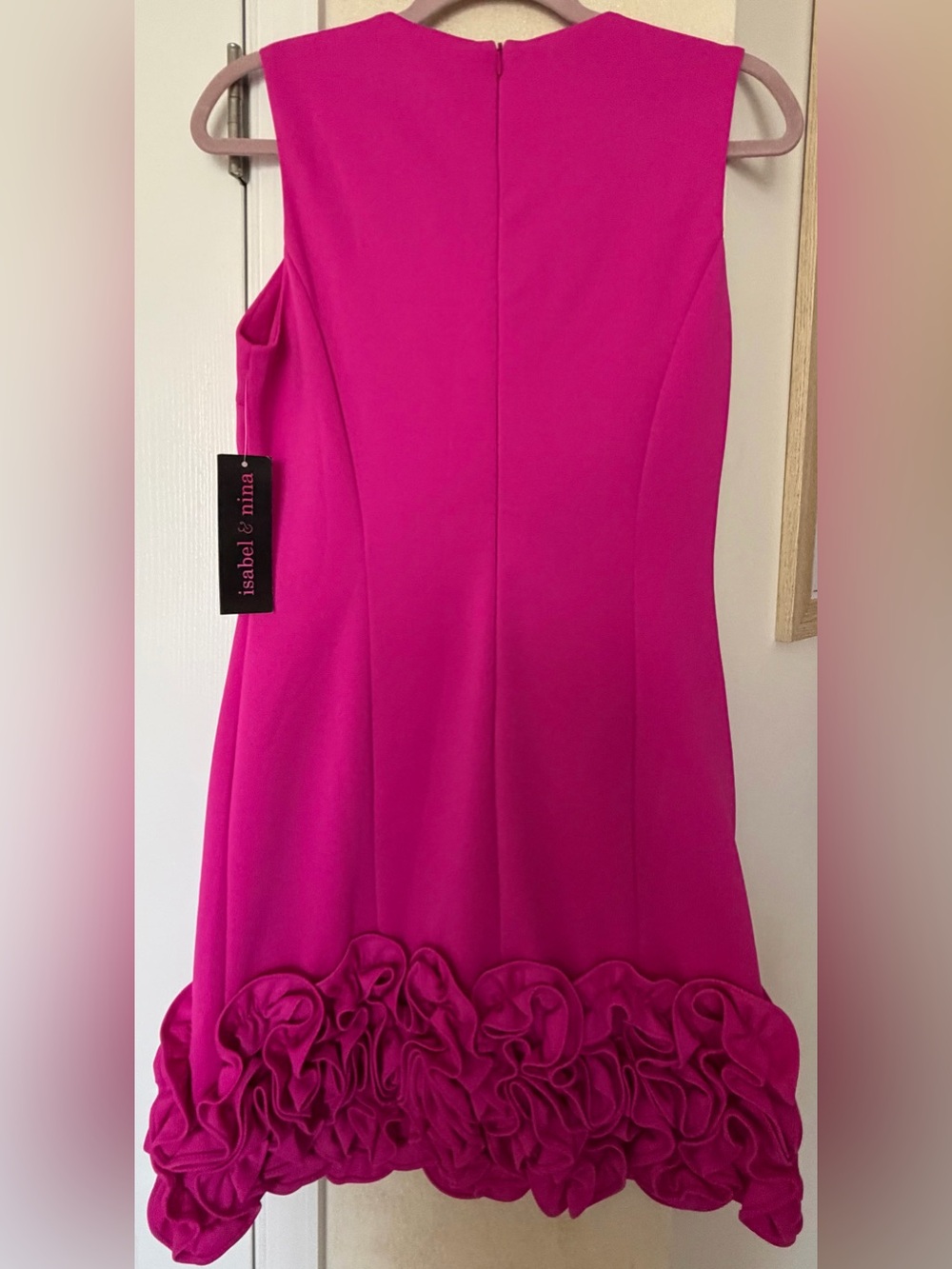 NWT Sleeveless Hot Pink Ruffle-Hem Mini Dress - Picture 6 of 6